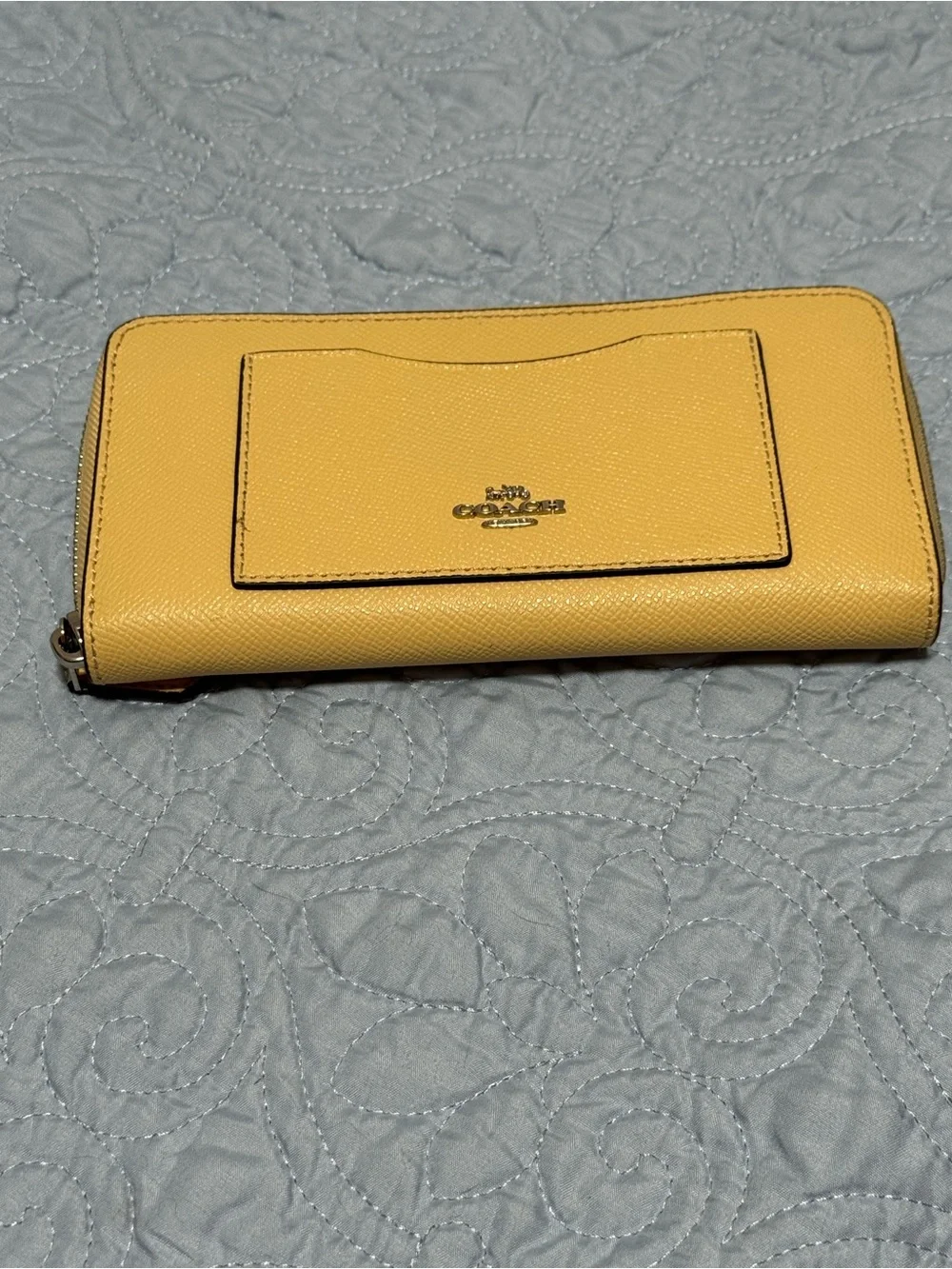 Coach Yellow Saffiano Leather Zip Wallet Yellow